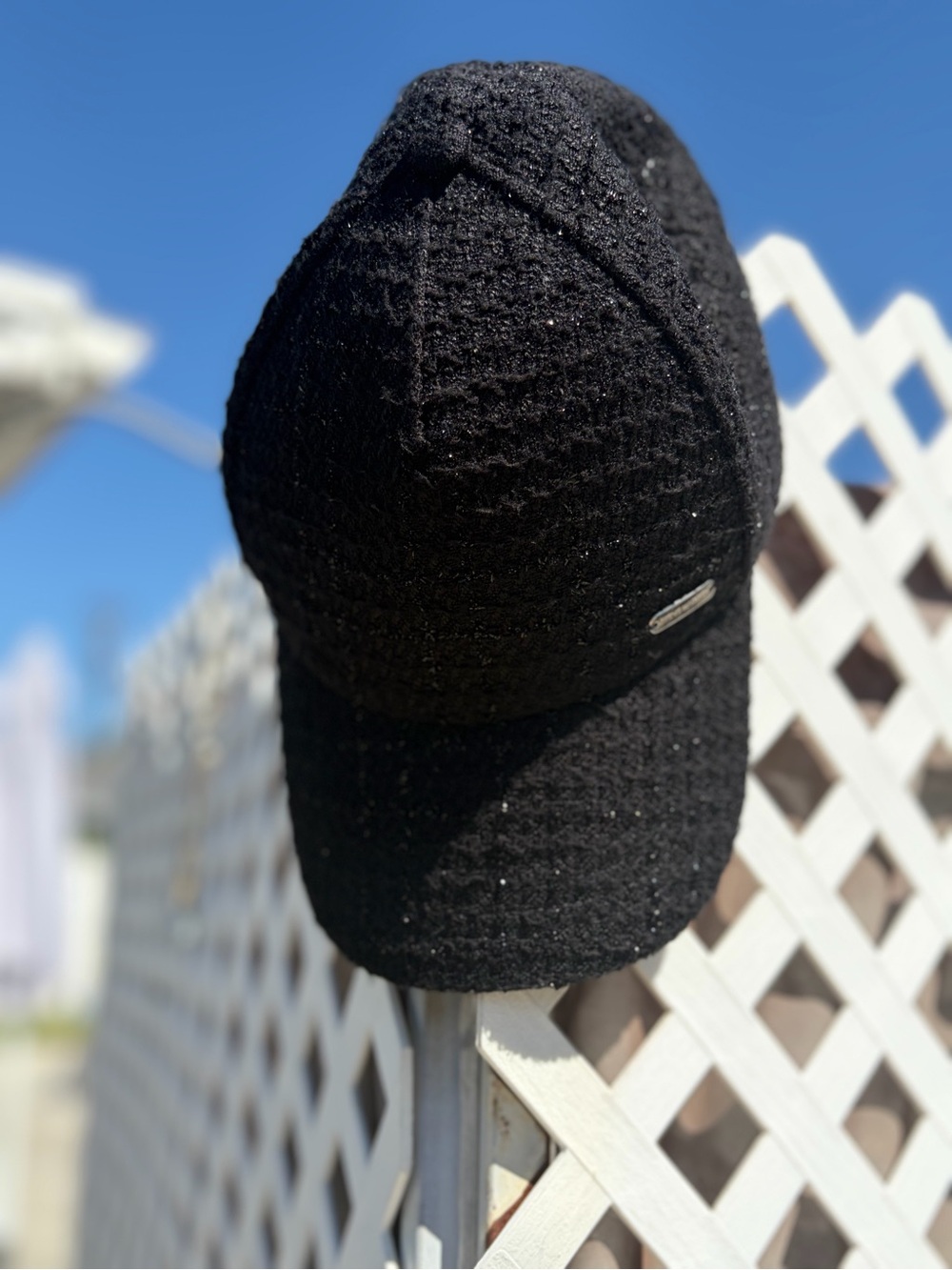 Steve Madden Black Textured Baseball Cap